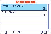 7 VOICE RECORDER FUNCTIONS Hold down [MENU/GRP] for 1 second. Selection from: M, S or G(Graphic) Push [MENU/GRP] momentarily.