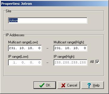 Figure 18 Configuration of a site Various functions definitions and setup menus are available from the main window of the program.