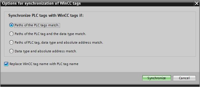 Select all tags and click the Synchronize with the PLC tag
