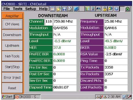 VoIP Option The VoIP option provides a detailed analysis of the upstream and downstream service flows, as well as the round trip analysis between the test point and the CMTS.