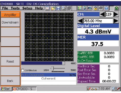Mini-Scan SLM mini-scan provides a quick view of the key channel levels, with peak and average measurement markers, plus tilt and peak-to-valley.
