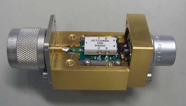 Fig. 2.3 Picture of a TVC04. The SMA connector is on the bottom side. To DSS module (SMA) TC element (Nikkohm JSTC04A) To TC under test (Type N-P/R) Reference Plane To AMP module (LEMO 3pin) Fig. 2.4. Built-in TEE configuration of TVC04.