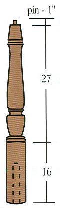 Baluster 1 ¾ x 41 N/S N/S 201543 Pin Top, Square Bottom Baluster 1 ¾ x 43 N/S N/S The shaded cells indicate that the item is a