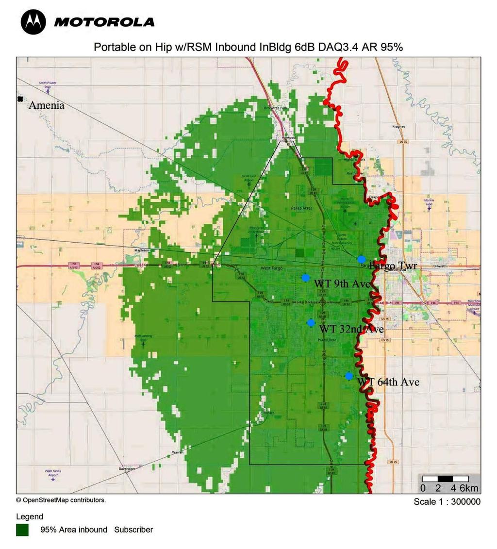 800 MHz ARMER Radio System Participation Plan 22 Map 2: 800 MHz ARMER Portable 6db In-Building Radio Coverage Fargo ND This map was prepared and provided by Motorola