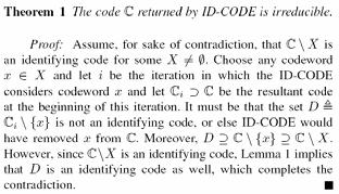 The Algorithm The goal of ID-CODE is to find an irreducible code if an identifying code exists. We can prove its correctness by contradiction.