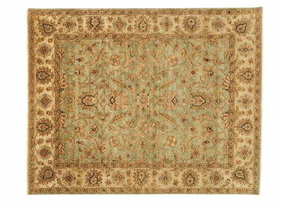 ISFAHAN Colors: Light Blue/Ivory Material: New Zealand and Chokla wools SAROUK FEREGHAN Colors: Green/Ivory
