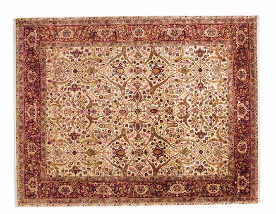 SAMIRA Colors: Bronze/Ivory Material: 80% New Zealand and Indian wools, 20% Tibetan wool ISFAHAN Colors: Ivory/Red