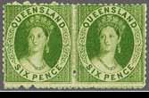 Small truncated Star, perf. 13, an unused horizontal pair, of excellent fresh colour, usual slightly irregular perfs.
