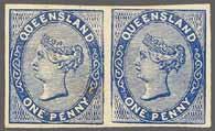 A superb and very rare pair Gi = 3'600+. 127 * 1'000 ( 890) 6191 6191 20 s. rose, wmk. Crown over Q, perf.