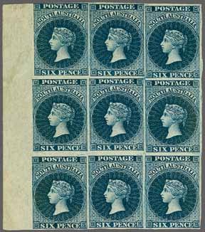 Large Star, imperforate, a group of seven used examples with singles (4) used in Adelaide, Angaston and "68" of McLaren Vale, single example with preprinting horizontal paper-fold and an