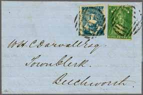 Large Star, a very fine used horizontal strip of four with ample to huge margins all round, lightly cancelled by circular "60" numeral