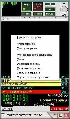 Groups of files can be selected with the mouse and with of key CTRL or SHIFT. (the version demo will only let reproduce the 5 first deposited in the list). Players.