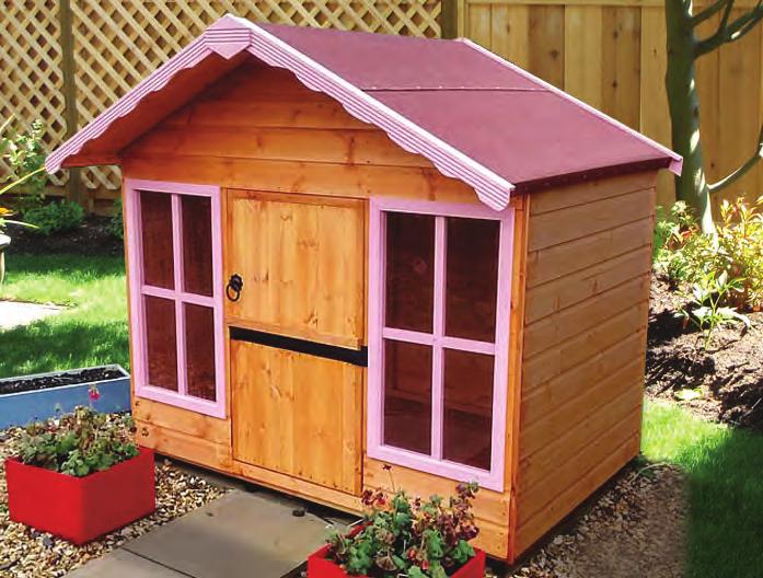 wide Playhouse and Lodge do not have the single window next to the front door to delivery Optional side door (Lodge only)