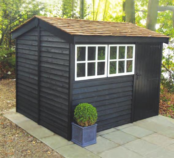 the Holt many different options in style and finish 10 wide x 8 deep pressure treated barnstyle Holt Apex with optional cedar shingle roof, coloured