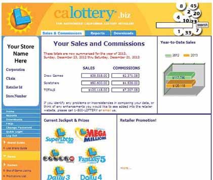 Benefits of an Ebiz account: See yearly total sales and commissions for your retail location(s) Manage your Scratchers with inventory pack status search and through tracking reports View detailed