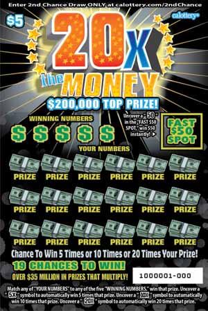 20X The Money $ 5 Game #1140 Top Prize of $200,000! 19 Chances to Win! Chance to Win 5, 10 or 20 Times Your Prize!