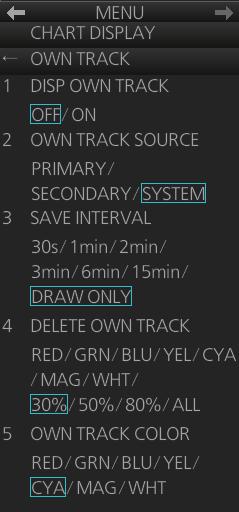 5. RADAR MAP AND TRACK 5.11 Track 5.11.1 How to set up ship's track The track traces your ship's movement.