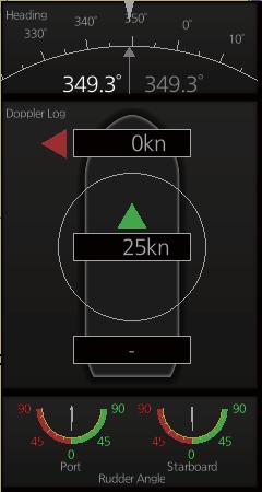 22. MINI CONNING DISPLAY The mini conning display, available in the Voyage navigation mode, provides heading, doppler log