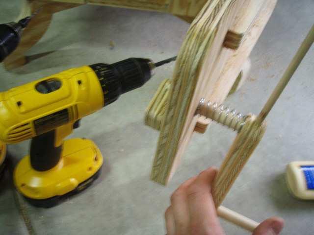 As done in the inside, drill a 1/4 hole into the outer handle,