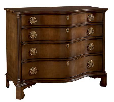 6060-60 Figured Maple Serpentine Chest Optional White Dove paint with Antique