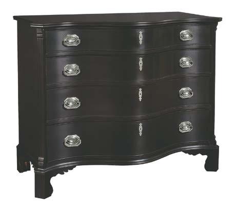 6060-70 Figured Maple Serpentine Chest Optional Kohl stain with Antique Silver 03