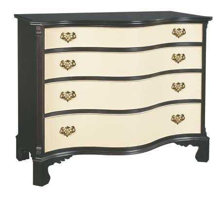 6060-70 Figured Maple Serpentine Chest Optional combination of Kohl stain chest and