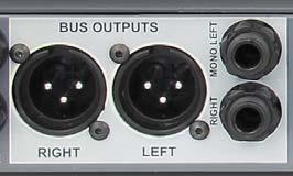 An LED indicator below the BUS switch illuminates when a channel is routed to the mix bus.