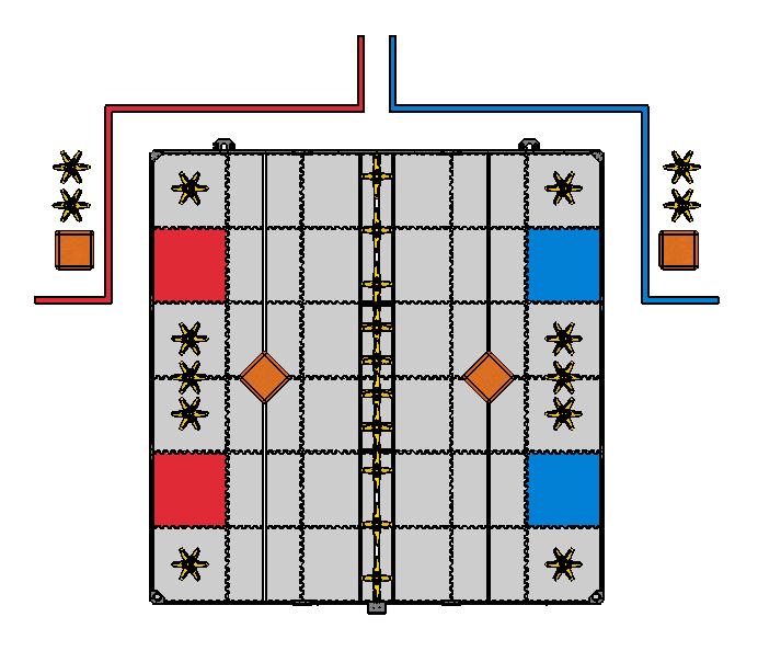 There is (1X) Star centered on each corner Field Tile. 5. There is (1X) Cube on each half of the field diagonally centered on the Far Zone tape line. 6.