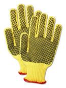 93BKVP 6-9 DZ 12 Magid CutMaster KVC222 Heavyweight 7-Gauge 100% Kevlar Gloves - Cut Level 4 100% machine knit Kevlar; black plastic dots on either side; colorcoded overedge; heavyweight