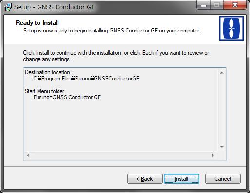 C: Program Files Furuno GNSSConductorGF <4> Select a Start Menu folder to create