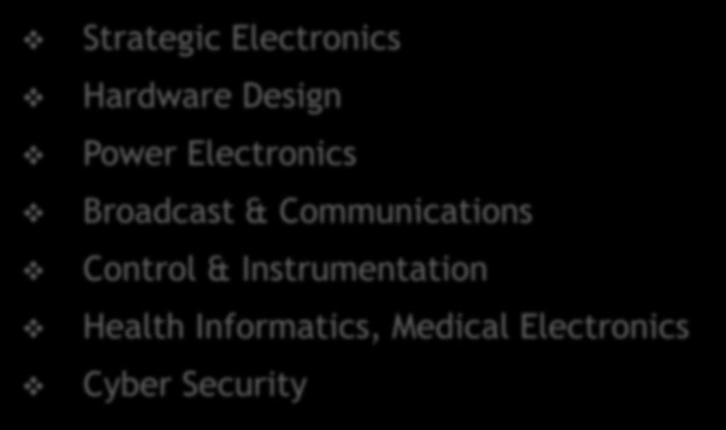 Areas of Activities Strategic Electronics Hardware Design Power Electronics Broadcast & Communications Control &