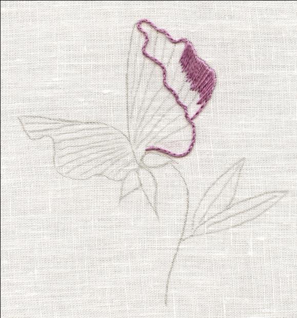 Outline the back petal as shown with 2 strands A in