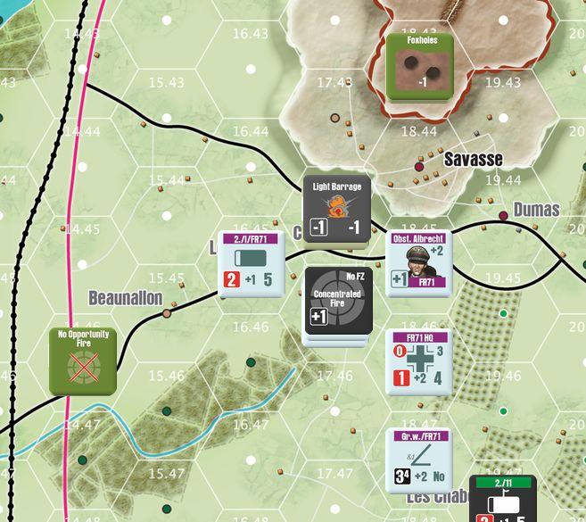 FR71 continues to push north and masses forces against C/117 in the town of Charge.