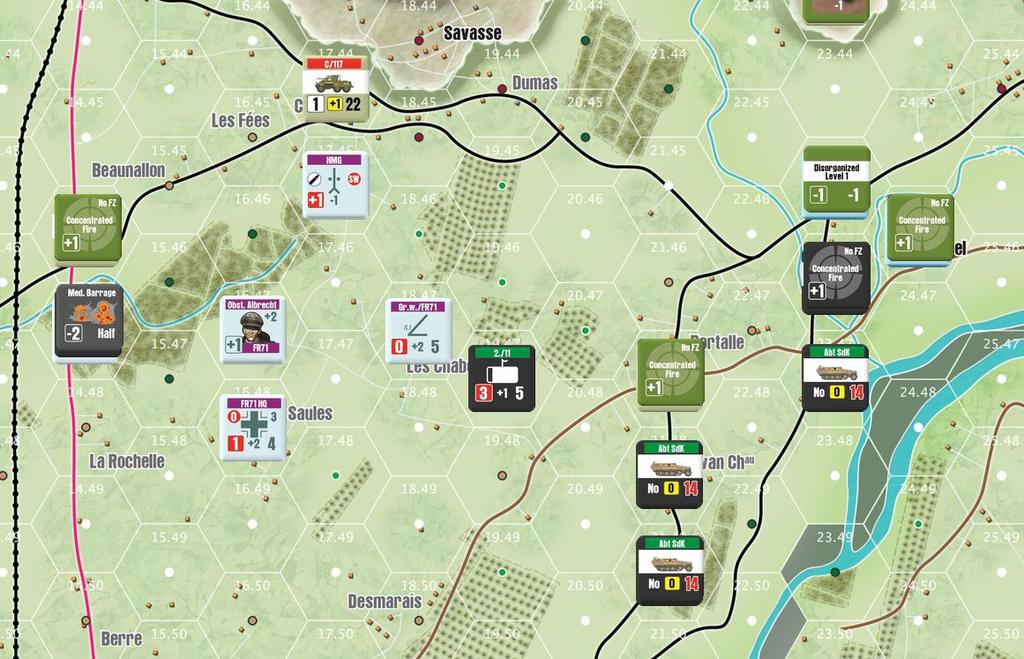 A 7 is a result of : Bad news on the attack to the east: subtract 1 TQ to 11 th Pz It sounds like the main attack is running into difficulties. The 11th Panzer Division Troop Quality drops to 5.