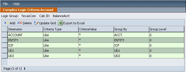 Create a logic account to check the GL Balance upon import for the Texas logic group (see diagram below). 4. In the Criteria Value field, input the criteria as shown. 5.
