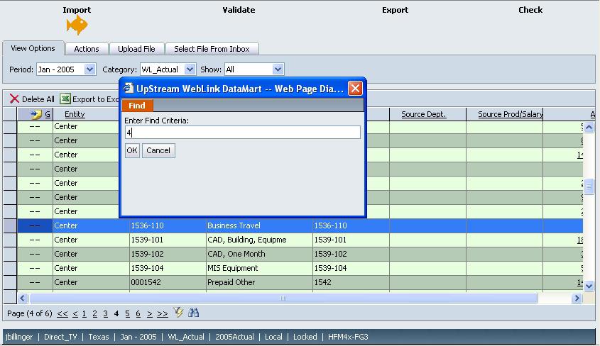 Hyperion FDM Administrator Training Guide Finding Records To find a record, select the column to search, then activate the search function by clicking