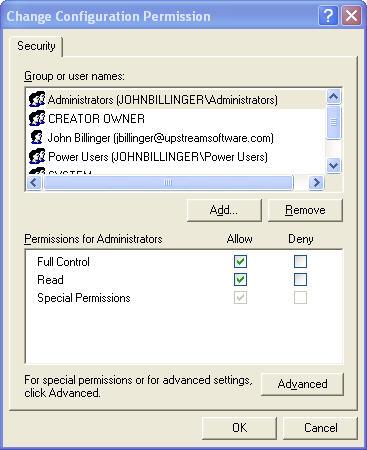 Click the Edit button and ensure that the User ID running the application servers is added to the Custom permissions.