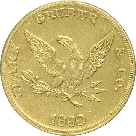 Colorado territorial gold pieces dated 1860 and 1861, and a 1933 Indian Head $10 gold eagle.