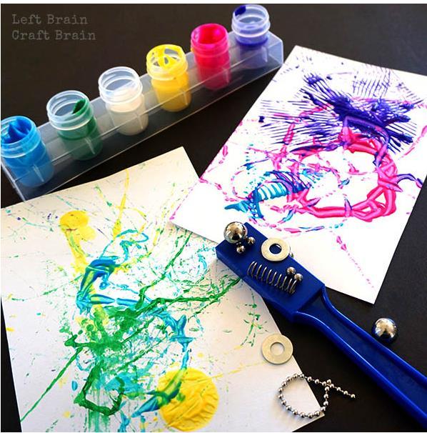 Paint with Science -Magnet Painting Create a colorful abstract painting using magnets and metal