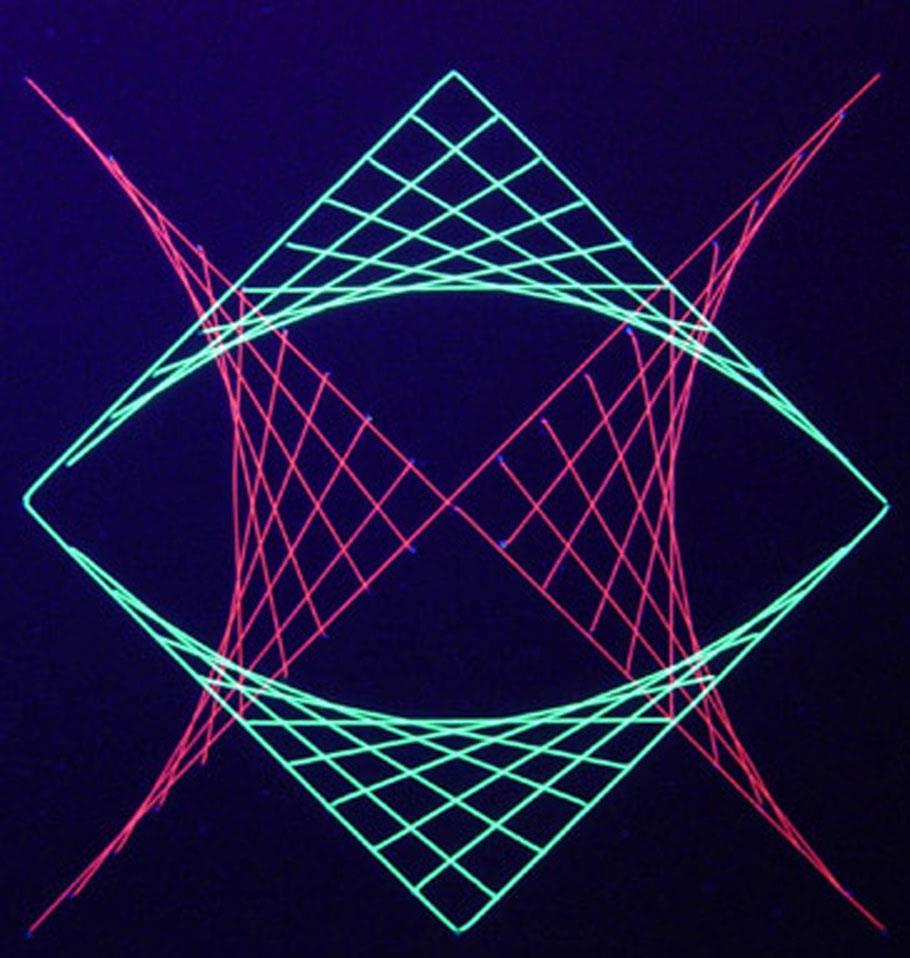 Fiber with MATH Geometric String Art: Create a string art that shows overlapping