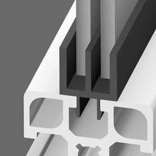 1086/3 - Fastening and sealing of panel elements up to 6 mm thickness, directly in the profile groove - Also suitable for acrylic plastic and polycarbonate - Insert panel into profile groove -