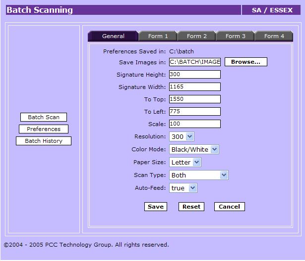 Calculating Signature Area The settings on the Preference Settings screen control the automatic cropping of the signature block image from the image of the entire registration card.