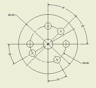 Dimensioning Radial Patterns Angles and radius values are used