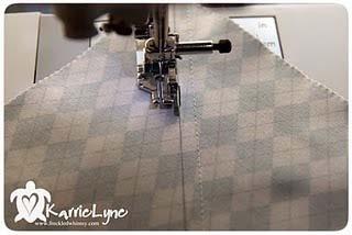 Place this piece RIGHT sides together with the contrasting square and sew 1/4" on either side of that