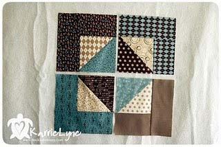 Choose 4 of your quarter blocks. Arrange them so the HST are in the center.
