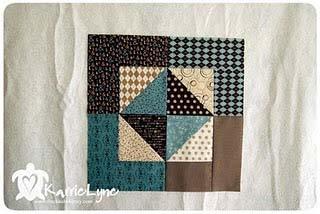 Arrange in a pleasing order and sew the blocks as a 3 x 3 grid.
