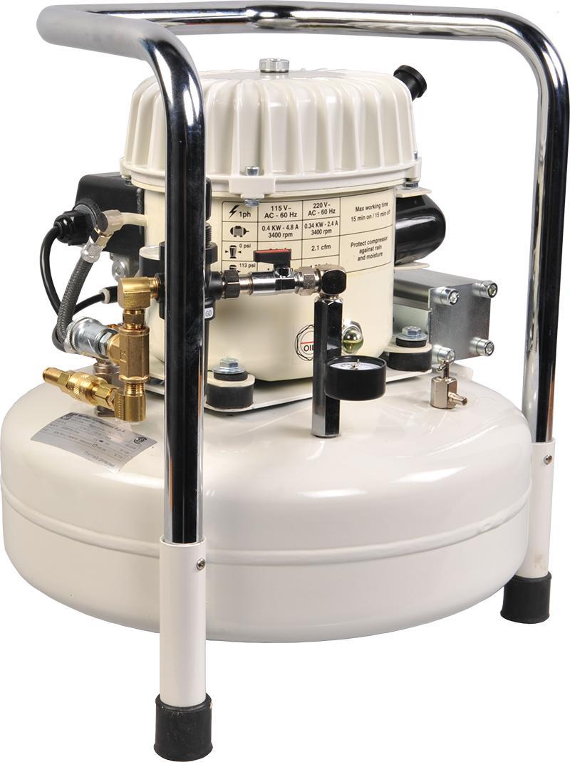 The Air Compressor can be used to provide compressed air to different components. A conditioning unit, Model 6411-A, must be connected to the compressor for certain applications.