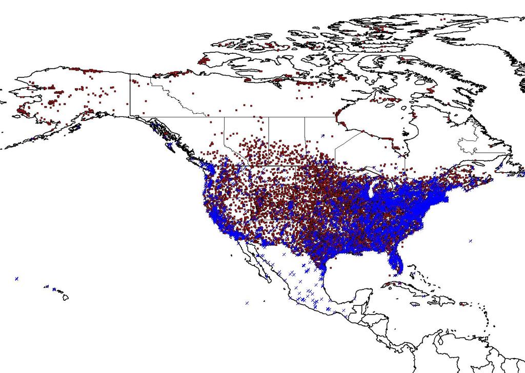 Exemplar distributional data sets for North American birds: