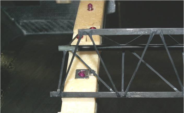 Figure 2: Ladder without modules on one of its supports. The carbonfibre frame with its G1 mounting block rests on its support ring.