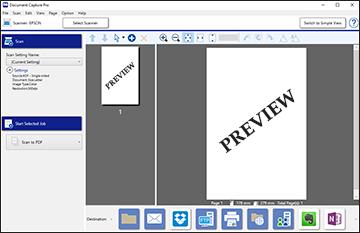 You see a preview of your scan in the Document Capture Pro window. Note: You may have to close the Epson Scan 2 window to view your scan in the Document Capture Pro window. 7.